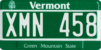 VT license plate XMN458
