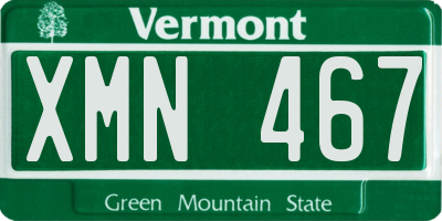 VT license plate XMN467