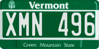 VT license plate XMN496