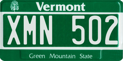 VT license plate XMN502