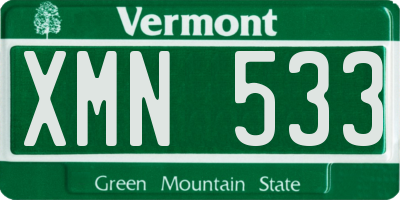 VT license plate XMN533