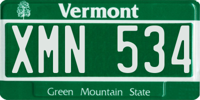 VT license plate XMN534