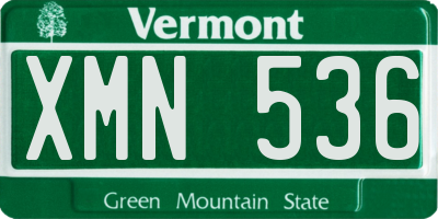 VT license plate XMN536