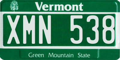 VT license plate XMN538