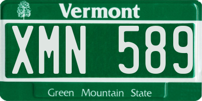 VT license plate XMN589