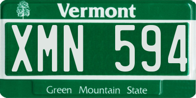VT license plate XMN594