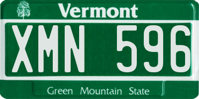 VT license plate XMN596