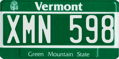 VT license plate XMN598