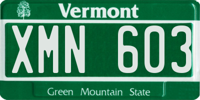VT license plate XMN603