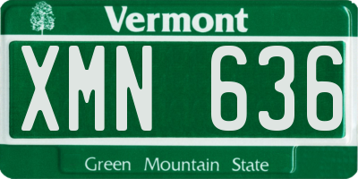 VT license plate XMN636
