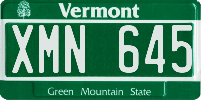 VT license plate XMN645