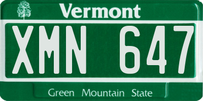 VT license plate XMN647