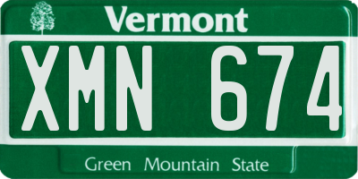 VT license plate XMN674