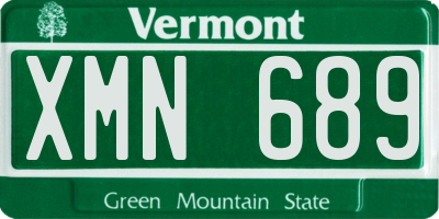 VT license plate XMN689