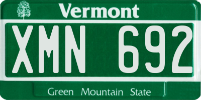 VT license plate XMN692