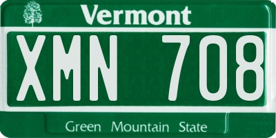 VT license plate XMN708
