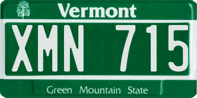 VT license plate XMN715