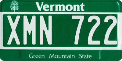 VT license plate XMN722
