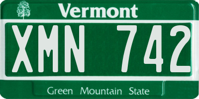 VT license plate XMN742