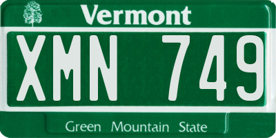 VT license plate XMN749