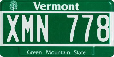 VT license plate XMN778