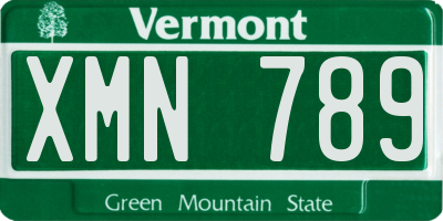 VT license plate XMN789