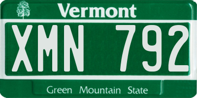 VT license plate XMN792