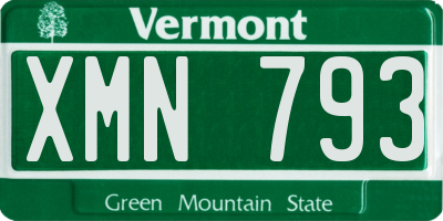 VT license plate XMN793