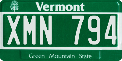 VT license plate XMN794