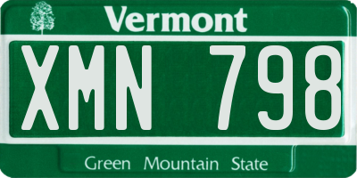 VT license plate XMN798