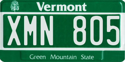 VT license plate XMN805