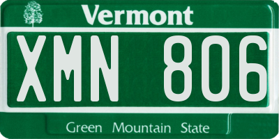 VT license plate XMN806