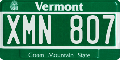 VT license plate XMN807