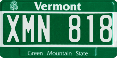 VT license plate XMN818