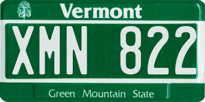 VT license plate XMN822
