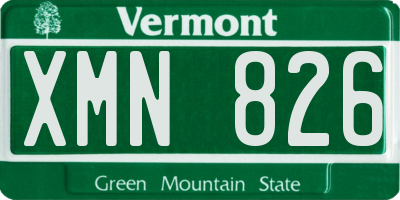VT license plate XMN826