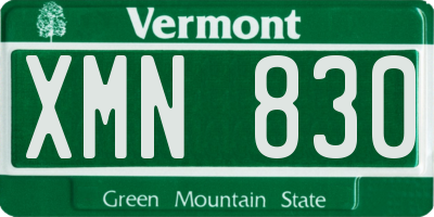 VT license plate XMN830