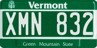 VT license plate XMN832