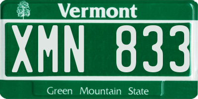 VT license plate XMN833