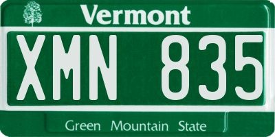 VT license plate XMN835