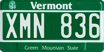 VT license plate XMN836