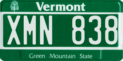 VT license plate XMN838