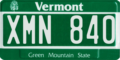 VT license plate XMN840