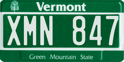 VT license plate XMN847