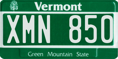 VT license plate XMN850