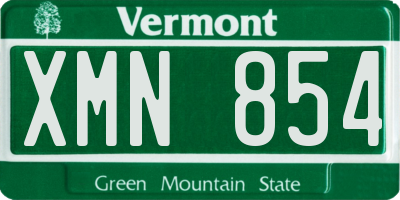 VT license plate XMN854