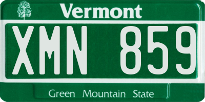 VT license plate XMN859