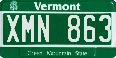 VT license plate XMN863
