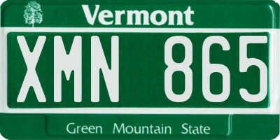 VT license plate XMN865