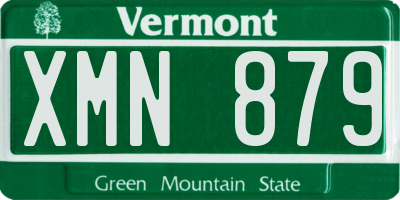 VT license plate XMN879